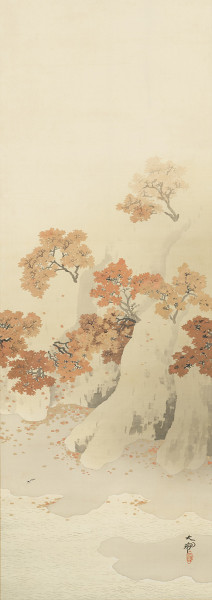 模写】絵画 菱田春草 日本画 花鳥図 額装品 横山大観に師事 T66